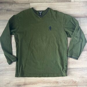 Vintage Polo Jeans Co. Ralph Lauren Olive Green V-Neck Long Sleeve Shirt Men’s M